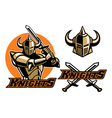 knight mascot swinging the sword vector image