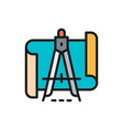 drawings with divider flat color icon vector image