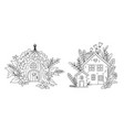 hand drawn cute house in forest little vector image vector image