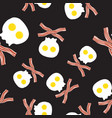 fried eggs as skull and cross bacon seamless vector image