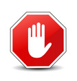 no entry hand sign on white background vector image vector image