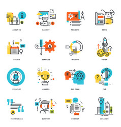 set flat line design business icons vector image vector image