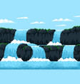 8 bit pixel game waterfall cascade landscape rock vector image vector image