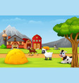 Happy farm animal in farmyard Royalty Free Vector Image