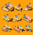set of isometric icons of men and women vector image