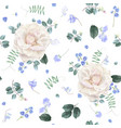 white rose and blue flower floral pattern vector image vector image