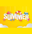 hello summer with decoration origami hanging vector image vector image