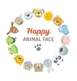 collection of cute animal faces animal head icons vector image