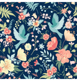 cute seamless pattern with birds and flowers vector image