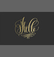 hello - golden hand lettering inscription text vector image