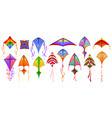 kites icons paper toys flying on wind in sky vector image