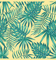tropical leaves blue tone yellow background vector image