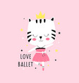 ballerina cat print design vector image vector image