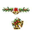 christmas holly brunches decoration vector image vector image