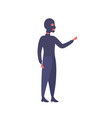 man black mask pointing hand something gesture vector image