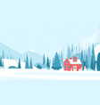 winter forest landscape with house vector image vector image