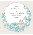 beautiful frame with roses and bird vector image vector image