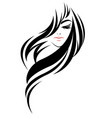 women long hair style icon logo on white vector image