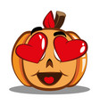 cute halloween pumpkin with hearts for eyes - love vector image vector image