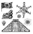 mexico set in vintage style traditional national vector image vector image