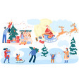happy family celebrating christmas winter outdoor vector image