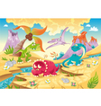 dinosaurs family with background vector image vector image