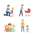 fatherhood color flat icons set father playing vector image