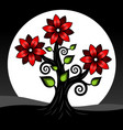 stylized tree with red flowers vector image