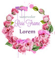 watercolor rose wreath decoration round vector image vector image
