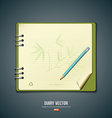 diary green book with bamboo background vector image