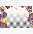 set air balls gold and purple balloons festive vector image