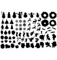 set winter and christmas silhouettes christmas vector image