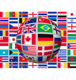 globe on a background with flags of the world vector image