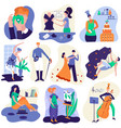people enjoying hobbies cartoon characters vector image vector image