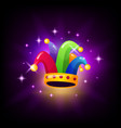 colorful jester cap with bells icon for slot vector image vector image