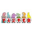 happy easter card gnomes with word vector image vector image