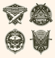 military set label monochrome vintage vector image