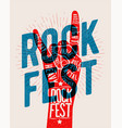 rock hand gesture silhouette with fest vector image vector image