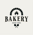 bakery logo with oven shovel wood fired bread vector image vector image