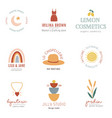 hand drawn bohemian logo set in flat style vector image vector image