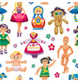 cute doll toys set childhood baby dress vector image