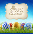 easter background with grass and sign vector image