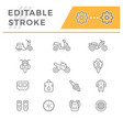 set of motorcycle related line icons vector image vector image