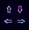glitch arrows pointers direction set futuristic vector image