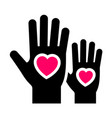 hands with hearts icon two-tone silhouette vector image