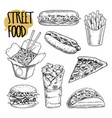 street food retro set vector image vector image