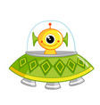 cute space monster sitting in a flying saucer vector image
