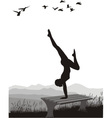 gymnast on a bench in nature vector image vector image