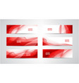 set abstract silk wavy headers red vector image vector image