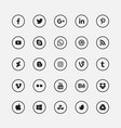 social media black circular icons set vector image vector image